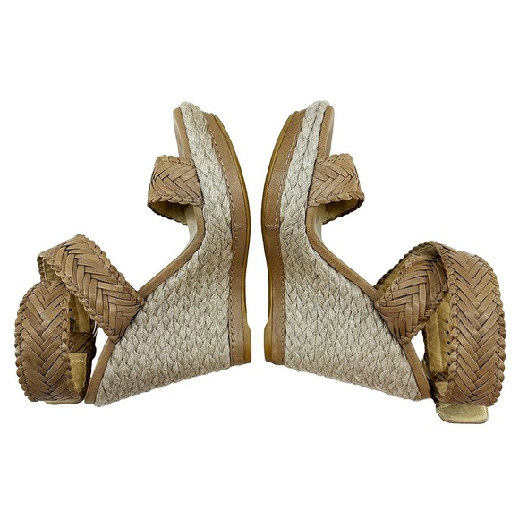 STUART WEITZMAN Elixir Platform Wedge Braided Leather Sandals • 6 • tan, beige - Picture 5 of 7